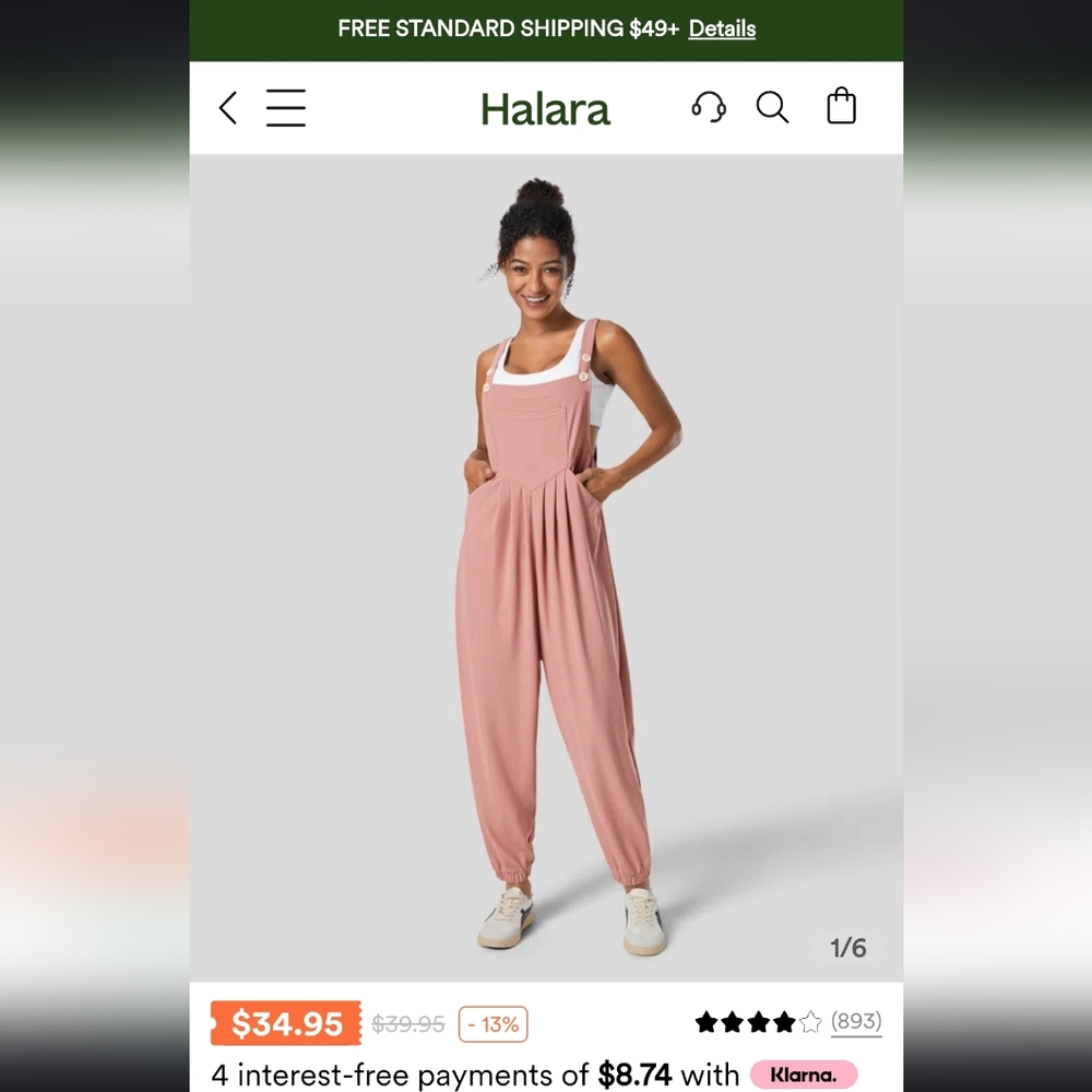 Halara Overalls, Small, Pink